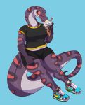  anthro breasts clothing dessert female fivel food footwear hi_res ice_cream non-mammal_breasts reptile scalie shirt shoes snake sneakers solo topwear 