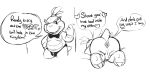  anthro ass_up balls bow_tie bowser_jr. butt dialogue dirty_talk english_text genitals hi_res koopa male mario_bros monochrome nintendo nokemop one_eye_closed presenting scalie solo speech_bubble talking_to_viewer text video_games wink 