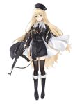  1girl absurdres assault_rifle black_thighhighs blonde_hair boots coat commission commissioner_upload full_body girls&#039;_frontline gloves green_eyes gun hat highres holding holding_weapon kandly knee_boots long_hair looking_at_viewer medal military_coat military_hat military_uniform necktie non-web_source rifle simple_background solo stg44 stg44_(girls&#039;_frontline) stg44_(mod3)_(girls&#039;_frontline) thighhighs transparent_background vgen_commission weapon white_gloves 