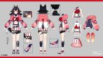  1girl a-pose animal_ear_fluff animal_ears back_cutout belt black_belt black_hair clothing_cutout copyright_name crop_top double-parted_bangs grey_background hair_ornament hairclip hololive hololive_gamers_fes_outfit hood hood_down jacket long_hair multicolored_hair multicolored_jacket multiple_views o-ring official_alternate_costume official_art ookami_mio orange_eyes pink_jacket pink_shoes pleated_skirt red_shirt red_streaks reference_sheet sailor_collar saine shirt shoes skirt sleeveless sleeveless_shirt sneakers streaked_hair tag tail tail_around_own_leg thigh_strap turnaround two-tone_jacket virtual_youtuber white_jacket white_sailor_collar white_skirt wolf_ears wolf_girl wolf_tail x_hair_ornament 