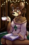  animal_crossing animalcrossingnewhorizons anthro beverage coffee cozy female hi_res mammal maple nintendo ursid video_games villager_(animal_crossing) 