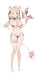  animal_ears bra breast_hold cameltoe chyo garter nekomimi pantsu string_panties tail waitress 