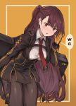  cleavage girls_frontline kintsuba open_shirt pantyhose uniform wa2000_(girls_frontline) 