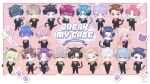  6+boys :&lt; :3 :p ;3 ahoge aizawa_shinobu_(break_my_case) animal_ear_fluff animal_ears aqua_bow aqua_bowtie arima_kiho arm_behind_back balloon black_eyes black_hair black_jacket black_pants black_shoes blonde_hair blue_bow blue_bowtie blue_eyes blue_hair blunt_bangs blush bow bowtie break_my_case brown_hair cat_boy cat_ears cat_tail chibi chibi_only closed_eyes closed_mouth coattails colored_eyelashes copyright_name copyright_notice crossed_arms curtained_hair date_yukimura diagonal_bangs ear_piercing earrings everyone fluffy_tail frown full_body fushimi_shizuka glasses gradient_hair green_bow green_bowtie green_eyes green_hair grey-framed_eyewear grey_shirt hair_between_eyes hand_on_own_elbow hand_on_own_hip hand_up handkerchief hands_on_own_hips hands_up head_tilt hinomiya_akehoshi holding_own_tail ichikawa_haruhi jacket jewelry kamiya_(break_my_case) kanno_yuragi kise_yuzuru kosaka_ai large_tail long_hair long_sleeves looking_at_viewer male_focus manami_urara medium_hair mikado_takeru_(break_my_case) mole mole_under_eye mole_under_mouth multicolored_hair multiple_boys nail_polish namco_namja_town niina_yu official_art okiya_sei onda_tomose one_eye_closed open_mouth orange_bow orange_bowtie pants parted_bangs parted_lips paw_pose paw_print piercing pink_bow pink_bowtie pink_eyes pink_hair pink_nails purple_bow purple_bowtie purple_hair rectangular_eyewear red_bow red_bowtie red_eyes roots_(hair) shidou_kyouya shinkai_soyogu shirt shoes short_hair simple_background single_earring smile sparkle standing striped_tail suou_roka swept_bangs tail tareme tateshina_riku tongue tongue_out traditional_bowtie tsukimoto_taiga tsurime tuxedo two-sided_fabric ukyou_mao undercut very_short_hair white_hair yashiro_tougo yellow_bow yellow_bowtie yellow_eyes 