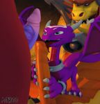  2020 3d_(artwork) activision ass_up blue_eyes boris_(spyro) bubba_(spyro) claws cynder digital_media_(artwork) dragon erection eyes_on_the_price female feral genitals group group_sex hi_res horn licking male male/female mammal membrane_(anatomy) membranous_wings mt800 muscular muscular_male open_mouth penis purple_body purple_skin red_body red_skin scales scalie sex signature size_difference smile spyro_reignited_trilogy spyro_the_dragon tongue tongue_out video_games western_dragon wings yelow_scales 