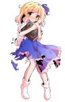  1girl alice_margatroid alice_margatroid_(pc-98) alphes_(style) bare_arms blonde_hair blue_hairband blue_ribbon blue_skirt blush bobby_socks book commentary_request dairi defeat frilled_skirt frills full_body grimoire_of_alice hair_between_eyes hairband holding holding_book large_variant_set open_book parody parted_bangs puffy_short_sleeves puffy_sleeves ribbon shirt short_hair short_sleeves skirt socks solo style_parody tachi-e torn_clothes touhou touhou_(pc-98) transparent_background variant_set white_shirt white_socks 