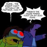 1:1 2025 adult_swim ambiguous_gender anthro asking asking_another big_eyes big_nose biped black_background black_hair black_mouth blue_bottomwear blue_clothing blue_pants bottomwear cartoon_network charlie_dompler clothed clothed_ambiguous clothed_anthro clothed_human clothing colored comic_panel deltarune dialogue digital_drawing_(artwork) digital_media_(artwork) duo ellipsis english_text exclamation_point female_(lore) front_view gesture green_clothing green_sweater green_topwear hair half-length_portrait hand_gesture hi_res human humor in_denial interjection jacket kris_(deltarune) low-angle_view mammal monster name_in_dialogue night nonbinary_(lore) oh_my_god outside pants parody pim_pimling pink_tongue pointing pointy_speech_bubble portrait purple_body purple_clothing purple_jacket purple_scales purple_topwear radicalmammajamma scales scalie shirt shocked simple_background smiling_friends speech_bubble standing style_emulation susie_(deltarune) sweater text three-quarter_view tongue topwear undertale_(series) wavy_speech_bubble white_clothing white_shirt white_speech_bubble white_topwear wide_eyed yellow_body yellow_skin yes-no_question