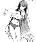  1girl absurdres blue_archive breasts buruma cameltoe commentary covered_nipples greyscale gym_uniform hair_ornament hairclip halo highres large_breasts long_hair looking_at_viewer midriff monochrome navel peko25jita rio_(blue_archive) solo stretching very_long_hair 