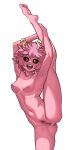  1girl :d absurdres anus armpits ashido_mina ass barefoot black_sclera boku_no_hero_academia breasts colored_sclera colored_skin commentary completely_nude english_commentary feet female_pubic_hair flexible highres holding_own_leg horns kneepits leg_lift looking_at_viewer madaotheory medium_breasts navel nipples nude pink_hair pink_skin pubic_hair pussy short_hair simple_background smile soles solo split standing standing_on_one_leg standing_split sweat thighs toes uncensored white_background yellow_eyes 