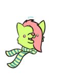  4:5 alpha_channel ambiguous_gender anthro ari_(fursona) brisky~ canid canine canis fur green_body green_fur hair hi_res male mammal pink_eyes pink_hair scarf simple_background transparent_background wolf 