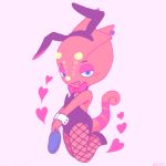  &lt;3 1:1 2020 aliasing animal_crossing anthro bedroom_eyes blue_eyes bow_tie chameleon clothed clothing crossdressing ear_piercing fake_ears fake_rabbit_ears fishnet fishnet_legwear flick_(animal_crossing) full-length_portrait holding_object horn legwear lizard looking_at_viewer male narrowed_eyes nintendo piercing pink_theme plate portrait red_body red_skin reptile scalie seductive simple_background solo tsuneya video_games white_background 