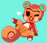  animal_crossing anthro beady_eyes belly blush bottomless brown_body brown_fur brown_hair buckteeth butt clothed clothing curled_tail eyebrows eyelashes female fur genitals hair hazel_(animal_crossing) leaning mammal navel nintendo one_eye_closed pussy rodent sciurid silkyman solo spread_legs spreading teeth tracksuit tree_squirrel unibrow video_games wink 