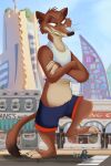  2022 3_toes 4_fingers anthro arm_tuft barefoot belly black_bottomwear black_clothing black_eyebrows black_finger_claws black_shorts black_toe_claws bottomless bottomless_anthro bottomless_male bottomwear brown_body brown_eyes brown_fur canid canine canis cheek_tuft city city_background clenched_teeth clothed clothing colored cracked_ground cracks crooked_whiskers crop_top crossed_arms curling_toes digital_drawing_(artwork) digital_media_(artwork) dipstick_tail disney duke_weaselton duo elbow_tuft exposed_belly eyebrows eyelashes facial_tuft fairytalesartist fangs feet fingers foot_fetish fur green_clothing green_shirt green_topwear grey_body grey_fur half-closed_eyes head_tuft hi_res humanoid_heel jumping knee_tuft leg_tuft lines_drawn looking_down looking_down_at_another looking_up_at_another macro macro_focus male mammal markings micro midair midriff mischievous mischievous_smile multicolored_body multicolored_fur mustelid musteline narrowed_eyes notched_ear on_one_leg open_mouth open_smile paws plantigrade raised_foot road scared shaded shadow sharp_teeth shirt shocked shorts smile smiling_at_another smirking_at_another standing tail tail_markings tan_belly tan_body tan_fingers tan_fur tan_toes teaselbone_(character) teeth toes toothy_grin topwear true_musteline tuft two_tone_body two_tone_feet two_tone_fur underfoot weasel whiskers white_clothing white_crop_top white_sclera white_topwear wide_eyed wolf zootopia 