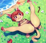  4_toes animal_crossing bikini blush breasts butt clothing cyancapsule domestic_cat feet felicity_(animal_crossing) felid feline felis female glistening glistening_body hi_res mammal nintendo pawpads paws solo spread_legs spreading swimwear toes video_games 