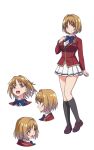  4girls advanced_nurturing_high_school_uniform anime_coloring blazer blue_bow blue_bowtie bow bowtie breasts clenched_hands closed_mouth collared_shirt full_body hairband highres jacket kushida_kikyou large_breasts loafers looking_at_viewer morita_kazuaki multiple_girls multiple_views official_art open_mouth pink_eyes pleated_skirt profile red_jacket school_uniform shirt shoes short_hair simple_background skirt smile standing teeth thighs transparent_background upper_body white_hairband white_shirt white_skirt youkoso_jitsuryoku_shijou_shugi_no_kyoushitsu_e 