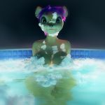  3d_(artwork) anthro bathing big_breasts breasts cubikore digital_media_(artwork) female hair hi_res hot_tub night nude purple_hair solo suds 