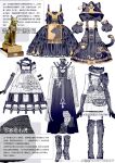  animal_ear_hood animal_hands animal_print apron arm_belt armor asymmetrical_gloves belt belt_buckle black_bow black_dress black_gloves boots bow bow_button buckle cat cat_print cat_tail chinese_commentary chinese_text clothes_only commentary_request dress elbow_gloves eye_of_horus fake_tail footwear_bow fringe_trim fur_scarf gloves hieroglyphics highres hood hooded_dress jewelry knee_boots lace-trimmed_dress lace-up_boots lace_trim liu_dalizi_-_ai_huan_qunzi lolita_fashion multiple_belts necklace original partially_colored pauldrons paw_gloves paw_pose pocket reference_inset shoe_belt shoulder_armor shoulder_belt simple_background single_pauldron sleeveless sleeveless_dress slit_pupils statue studded_belt tail thigh_boots translation_request waist_apron white_background yellow_apron yellow_bow 