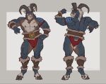 2_horns 4_fingers abs anthro big_biceps bovid caprine fingers fur hi_res horn male mammal multi_horn muscular muscular_male nipples nude pecs realistic sheep solo taran_fiddler