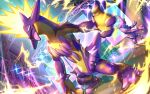  artist_request check_artist closed_mouth dutch_angle electricity fangs half-closed_eyes jigenn motion_blur open_mouth pokemon pokemon_(creature) pokemon_focus pokemon_tcg second-party_source skin_fangs solo_focus stage_lights standing tongue tongue_out toxtricity toxtricity_(amped) toxtricity_(low_key) 