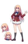  3girls advanced_nurturing_high_school_uniform anime_coloring arm_up blazer blue_bow blue_bowtie blush bow bowtie breasts collared_shirt full_body hair_between_eyes highres ichinose_honami_(youjitsu) jacket large_breasts loafers long_hair long_sleeves looking_at_viewer morita_kazuaki multiple_girls multiple_views official_art open_hand open_mouth palms pink_hair pleated_skirt purple_eyes red_jacket school_uniform shirt shoes simple_background skirt smile spread_fingers standing teeth transparent_background upper_body white_shirt white_skirt youkoso_jitsuryoku_shijou_shugi_no_kyoushitsu_e 