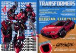  absurdres alternate_design car english_text gun handgun highres horns humanoid_robot lamborghini lamborghini_huracan lextodrawstuff machine mecha motor_vehicle red_car robot science_fiction sideswipe sports_car transformers weapon wheel 