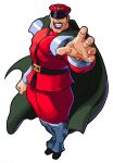  1990s_(style) 1boy absurdres arm_at_side bengus cape evil_grin evil_smile game_cg grin hat highres legs_together looking_at_viewer m._bison marvel_super_heroes_vs._street_fighter marvel_vs._capcom muscular no_pupils non-web_source official_art peaked_cap reaching reaching_towards_viewer retro_artstyle shoulder_pads simple_background smile solo street_fighter white_background 