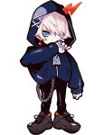  1boy animal_ears anime_coloring aqua_eyes arm_at_side black_leggings blue_hood blue_jacket blue_sleeve_cuffs brown_shoes covered_mouth covering_own_mouth crazy_raccoon cross-laced_hood facing_viewer full_body gradient_clothes gradient_jacket gradient_sleeves hair_over_one_eye hood hood_up hooded_jacket jacket laces leggings legs_apart lower_eyelashes_only male_focus mugi_(crazy_raccoon) nail_polish official_art one_eye_covered pink_hair pocket puppeteer7777 purple_nails second-party_source shoes short_hair silver_chain sleeve_cuffs solo standing tachi-e thick_lineart transparent_background zipper zipper_pull_tab 