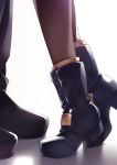  1boy 1girl black_legwear feet girls_frontline pantyhose shadow shoes tiptoes tsuki_tokage ump45_(girls_frontline) white_background 