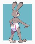  2020 4:5 anthro diaper disney extry female fur furgonomics grey_body grey_fur hi_res judy_hopps lagomorph leporid long_ears looking_back mammal pink_nose purple_eyes rabbit solo standing zootopia 