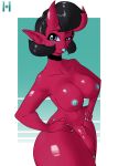  absurd_res big_breasts black_hair blep breasts demon demon_humanoid ear_piercing ear_ring flaccid genitals gynomorph hair hand_on_hip hi_res horn horned_humanoid humanoid humanoid_pointy_ears intersex jolo nipples not_furry nude penis piercing red_body red_skin solo tongue tongue_out wide_hips 
