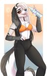  2020 5_fingers alpha_channel breasts canid canine canis digital_media_(artwork) domestic_dog ei-ka eyebrows eyelashes fingers hair hi_res mammal midriff navel open_mouth teeth tongue tongue_out white_hair 
