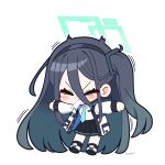  &gt;_&lt; 1girl absurdly_long_hair absurdres aqua_halo aqua_necktie aris_(blue_archive) artist_name black_hair black_hairband black_skirt black_socks blue_archive blue_jacket blush chibi chibi_only closed_eyes collared_shirt commentary double-parted_bangs full_body hair_between_eyes hairband halo highres jacket long_bangs long_hair long_hair_between_eyes long_sleeves luceee multicolored_jacket necktie one_side_up open_clothes open_jacket outstretched_arms pleated_skirt rectangular_halo shirt shoes sidelocks simple_background skirt sneezing socks solo symbol-only_commentary tie_clip two-sided_fabric two-sided_jacket v-shaped_eyebrows very_long_hair white_background white_jacket white_shirt white_shoes 