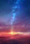  blue_theme highres milky_way mks night night_sky no_humans outdoors red_theme scenery sky star_(sky) starry_sky sunset 