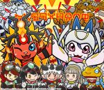  :3 aegiomon aircraft apollomon apollomon_(cosplay) blimpmon blonde_hair blue_eyes blue_hair coronamon cosplay dianamon dianamon_(cosplay) digimoji digimon digimon_(creature) digimon_story:_time_stranger dirigible evolutionary_line fang fangs fire halloween helmet lunamon masterblimpmon minervamon misono_inori official_art one_eye_closed partially_translated pink_eyes stuffed_toy translation_request yuuki_dan yuuki_kanan 