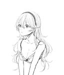  1girl ballpoint_pen_(medium) bangs bra breasts cleavage closed_mouth collarbone corrin_(fire_emblem) corrin_(fire_emblem)_(female) cropped_torso fire_emblem fire_emblem_fates frilled_bra frills hair_between_eyes hairband highres long_hair medium_breasts monochrome roroichi simple_background sketch solo traditional_media underwear underwear_only upper_body very_long_hair white_background 