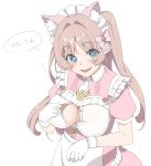  animal_ears breasts cat_ears fang gloves highres looking_at_viewer maid_dress miton_(turuyasann) open_mouth original pink_hair white_gloves 