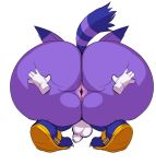  anthro anus backsack balls big_butt big_the_cat butt clothing disembodied_hand domestic_cat felid feline felis flaccid footwear footwear_only fur genitals hi_res male mammal mostly_nude overweight overweight_male penis purple_body purple_fur rear_view shoes shoes_only solo sonic_the_hedgehog_(series) spread_butt spreading titscmyk 