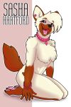  &lt;3 2:3 4_toes 5_fingers absurd_res anthro bracelet canid canine canis chest_tuft collar domestic_dog female fingers gasmaskfox hair happy hi_res housepets! jewelry mammal nude open_mouth pawpads pink_eyes pink_pawpads plantigrade sasha_(housepets!) smile solo text toes tuft webcomic 