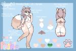  3:2 angel_(plushie_littlepaws) anthro breasts butt canid canine complex_markings featureless_breasts female fluffy fluffy_tail hi_res mammal model_sheet nude plushie plushie_littlepaws pomsky ponytail_hair seam_(sewing) slightly_chubby solo tag_(sewing) wide_hips 