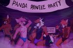  ailurid alcohol beverage bulge butt clothing dancing drunk furryafoxy group hi_res lingerie male mammal party red_panda smoke substance_intoxication 