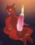  2017 anthro ball_gag balls bdsm big_penis bondage bound candle cock_and_ball_torture digital_media_(artwork) fire gag genital_torture genitals glopossum huge_penis kobold looking_at_penis male male_penetrated melting penetration penis questionable_consent red_body red_scales rope scales scalie simple_background solo submissive submissive_male urethral urethral_penetration wax wax_on_penis wax_play yellow_eyes 