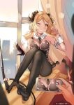  arknights auguste cleavage feet heels ifrit_(arknights) pantyhose 