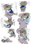  animal_crossing anon anthro blush bodily_fluids canid canine canis chibi dobie_(animal_crossing) duo featureless_crotch fur grey_body grey_fur human human_on_anthro interspecies japanese_text kick male male/male mammal mature_male nintendo old sex tears text video_games wolf 