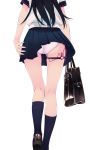  back highres kneehighs long_hair masturbation murakami_suigun panties school_uniform skirt skirt_lift stealth_masturbation underwear vibrator vibrator_in_thigh_strap vibrator_under_clothes vibrator_under_panties white_panties 