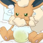  1:1 ? blush bodily_fluids diaper eeveelution feral flareon fur genital_fluids green_eyes hi_res japanese_text nintendo pawpads pok&eacute;mon pok&eacute;mon_(species) sitting solo text tomukemono tuft urine video_games wet_diaper wetting wetting_diaper 