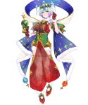  1girl ahoge blue_hair breasts crystal fire_emblem fire_emblem_heroes gloves green_eyes highres holding holding_wand large_breasts looking_at_viewer mistletoe mistletoe_hair_ornament non-web_source official_alternate_costume official_art red_gloves see-through_clothes seidr_(fire_emblem) seidr_(winter)_(fire_emblem) shawl short_hair smile solo star_(symbol) star_print tachi-e wand 