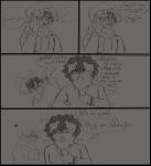 absurd_res afro anthro attack bonnet bracelet canid canine canis cerberussenn clothing crossed_arms curly_hair dialogue domestic_dog dreadlocks duo ear_piercing elbowing emanata english_text facial_hair floppy_ears flower frustration_cloud hair headgear headwear hi_res hoodie jewelry livestock_guardian_dog louie_sweeto_(cerberussenn) male mammal markings mole_(marking) molosser mother_(lore) mother_and_child_(lore) mother_and_son_(lore) mountain_dog necklace offscreen_character parent_(lore) parent_and_child_(lore) parent_and_son_(lore) pastoral_dog phone_call piercing plant profanity rj_holiday_(cerberussenn) sketch smile son_(lore) spanish_text text tibetan_mountain_dog topwear