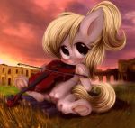  2020 blush bowed_string_instrument darkstylerz detailed_background equid equine fan_character female feral genitals grass hi_res hooves looking_at_viewer mammal musical_instrument my_little_pony outside pussy smile solo spread_legs spreading string_instrument teats underhoof violin young 