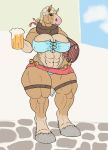  beer_mug beermaid big_breasts breasts camel_toe clothing collar draft_horse equid equine erect_nipples erection erection_under_clothing female harness hi_res hooves horse mammal muscular muscular_female nipples snakedakyoot solo thick_thighs upskirt wide_hips 