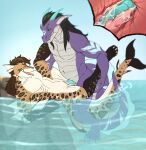  anthro black_hair blue_claws blue_horn blue_penis bodily_fluids brown_hair brown_spots claws countershading cum cum_in_slit cum_inside cum_on_own_penis cum_on_penis cum_on_self cum_splatter dragon duo ear_piercing eel entwined_tails facial_markings finger_claws fish frottage_in_slit genital_fluids genitals gloves_(marking) green_eyes green_sclera ground_shark hair head_markings hi_res horn hybrid internal internal_slit kaitoharo99 knot knotted_penis leopard_shark looking_at_another looking_at_partner looking_at_penetration lying male male/male marine markings motion_blur mythological_creature mythological_scalie mythology narrowed_eyebrows narrowed_eyes navel nude on_back open_mouth open_smile partially_submerged penetration penile penile_penetration penis penis_in_slit piercing scalie scotty_sheppard sex shark slit_penetration slit_play smile spots sylec tail tail_coil thigh_high_marking tongue tongue_out triakid white_body white_countershading 
